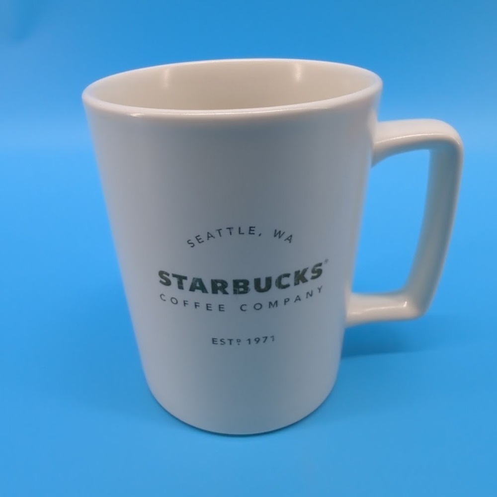Starbucks 2016 Coffee Mug Cup Seattle WA Est 1971 White with Gold Logo 16 oz